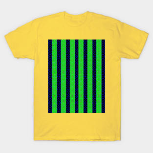 Blue and Green Striped Pattern T-Shirt